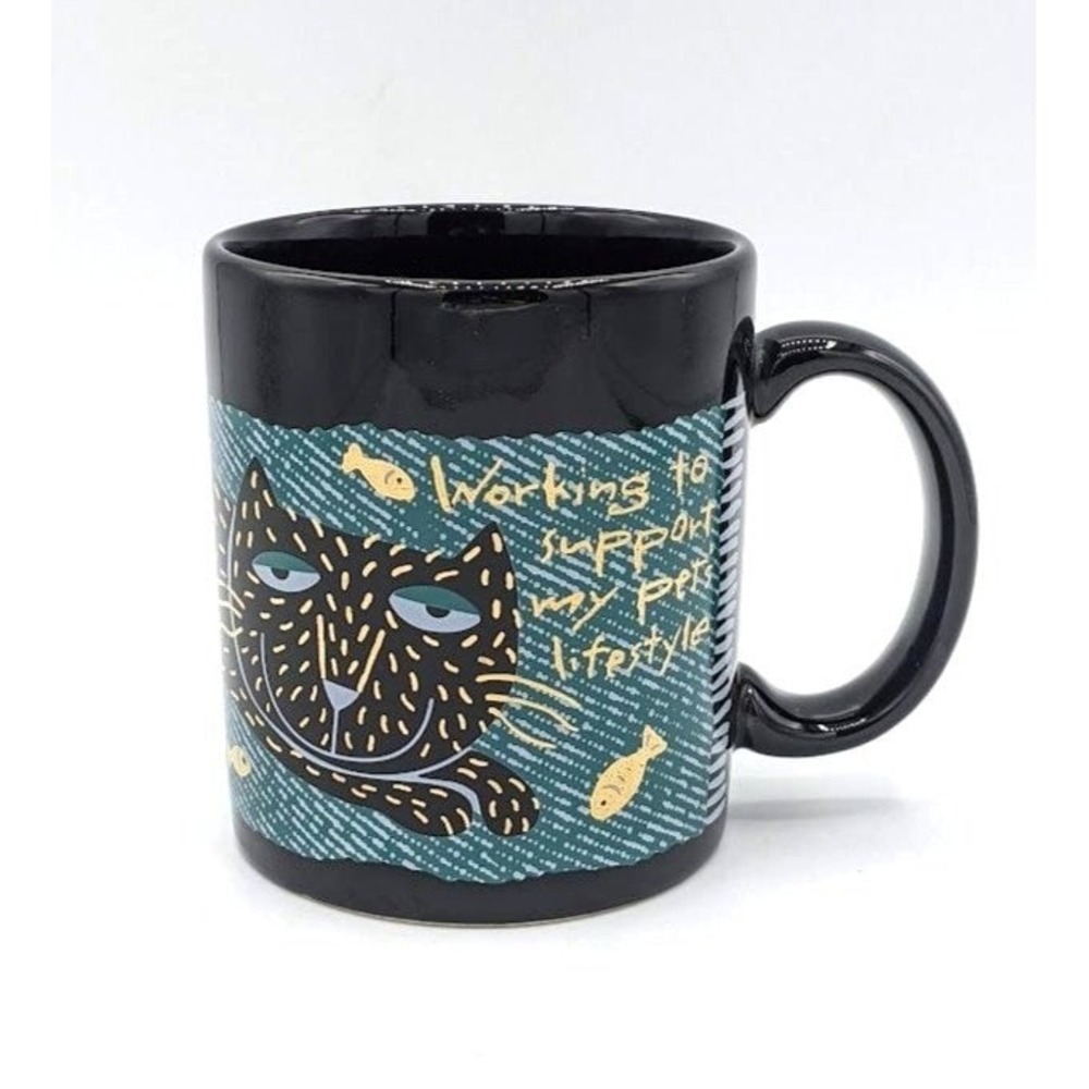 Hallmark Black Cat Mug Working To Support My Pets Lifestyle Coffee Cup Ceramic‎